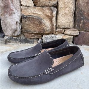 Pollini Made in Italy Suede Leather Gray Mens Loafers 39 US 7